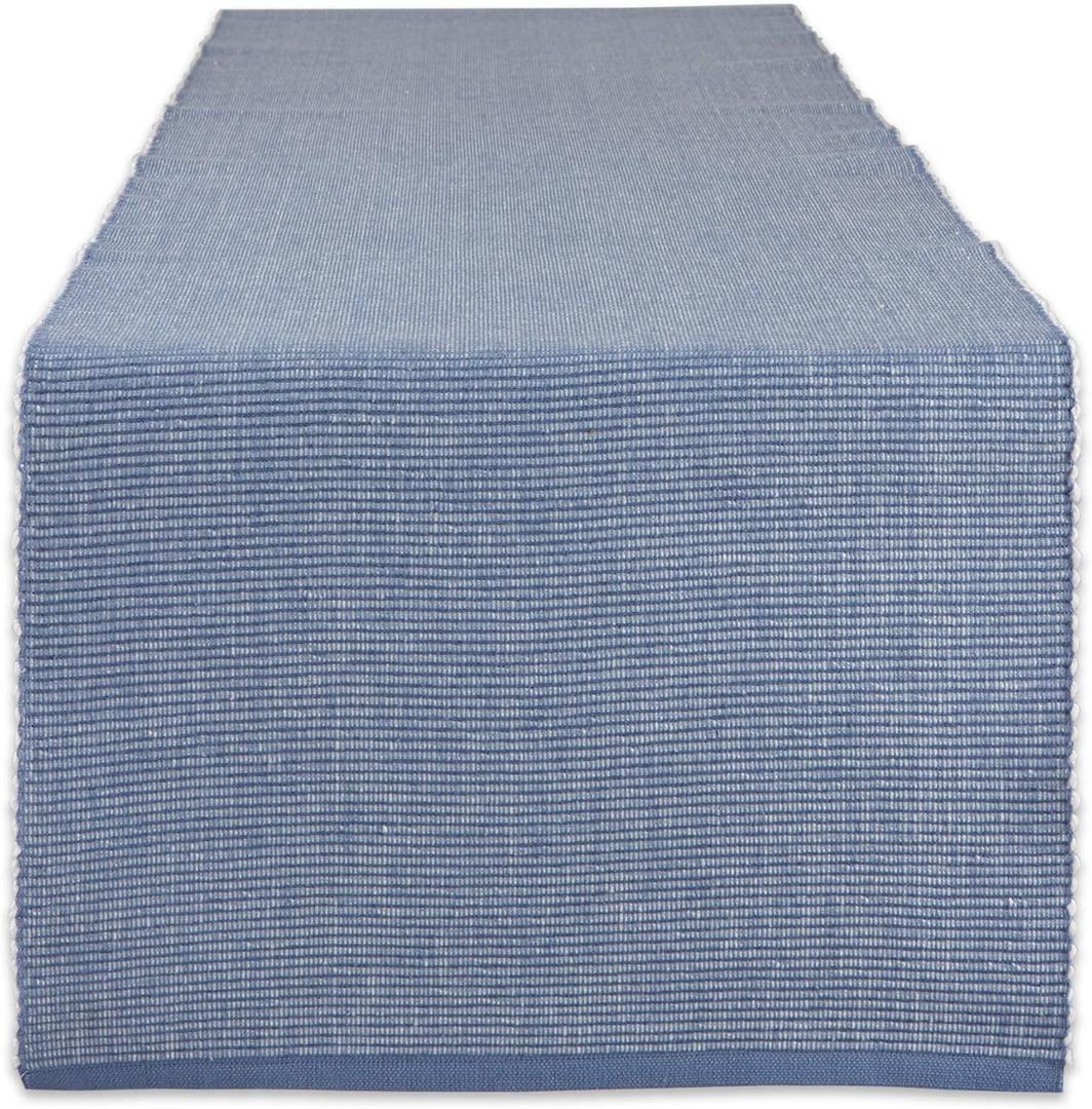 DII Two-Toned Collection Tabletop, Tablerunner, 13x108, Stonewash Blue