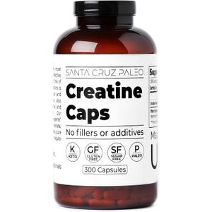 Santa Cruz Paleo Creatine Capsules, Supports Muscle Growth & Energy, Gluten Free, Keto, Sugar Free, Paleo, No Fillers or Additives, Creatine Monohydrate Pills, 2500mg, 100 Servings, 300 Capsules