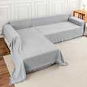 Deep Dream Sectional Couch Covers, 2 Pieces Sectional Sofa Cover, L Shaped Couch Covers, Couch Cover for Sectional Sofa (XX-Large, 71" x 118" + 91" x 134", Light Grey)