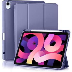 Akkerds Compatible with iPad Air 11 Inch Case 7th/6th Generation (M3/M2) 2025/2024, for iPad Air 5th/4th Generation Case 10.9 Inch 2022/2020 with Pencil Holder[Auto Sleep/Wake], Lightpurple