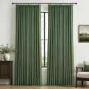 Loden Green Thick Linen Tall Bedroom Curtains 102 Inches Long 2 Panels, Memory Shape Pinch Pleated Blackout Double Layer Pivacy Soundproof Thermal Neutral Windows Curtain Room Divider 40 x 102 Inch