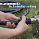 FLUENTPOWER 13FT x 1" Suction Hose Kit with Check Valve, Corrugated Pipe 13ft Long, Water Intake Hose Set, Aspiration Hose for Shallow Well Sprinkler Garden Booster Pump with 1 Female Inlet (13FT Plastic Fitting-Black)