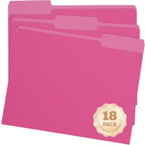 Pink File Folders 8.5x11 Inch,1/3 Cut Tab Colored File Folders Letter Size,School Business Office Folders for Document-18 Pack