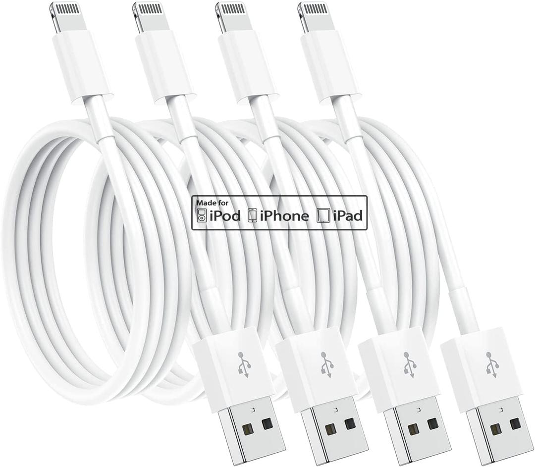 4 Pack [Apple MFi Certified] Apple Charging Cables 10ft, iPhone Chargers Lightning Cable 10 Foot, Fast iPhone Charging Cord for iPhone 14/14Pro/13/13Pro/12/11/11Pro/11Max/ X/XS/XR, ipad(White) (4pack(10ft))