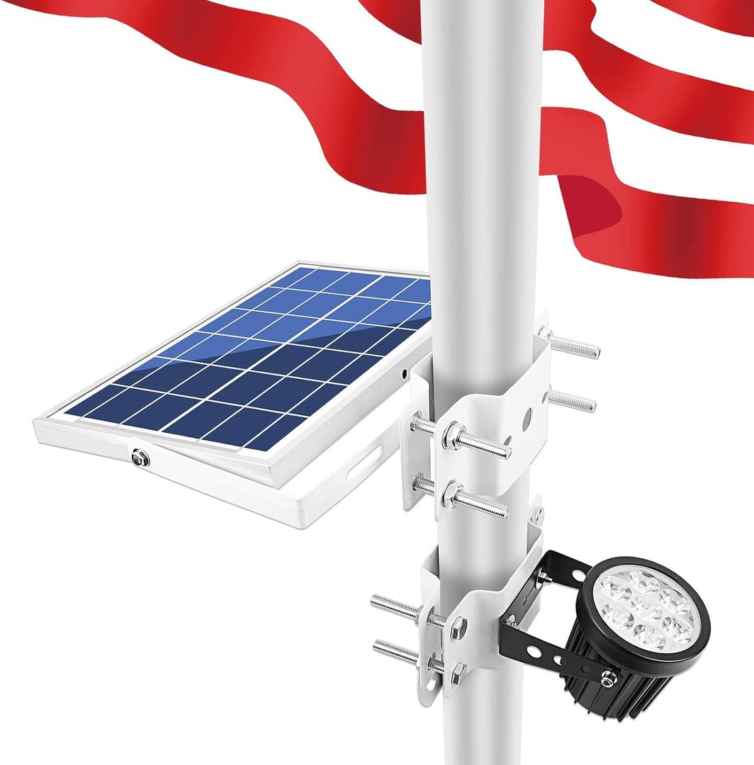 APONUO Solar Flag Pole Light,Solar Powered Flagpole Lights Pole Mount Upgraded Solar Flagpole Lights Outdoor Dusk to Dawn 2 Lighting Mode for Pole(Cool White) (10.6*7inch)
