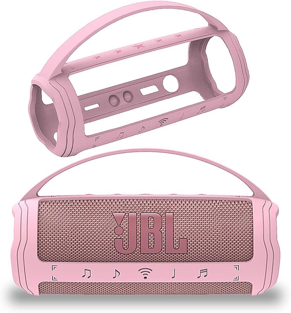 JCHPINE Silicone Cover Case for JBL Flip 6 Portable Bluetooth Speaker, Protective Carrying Holder for JBL Flip 6 Speaker Accessories (Pink Case)