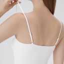 SUUKSESS Women Padded Scoop Neck Tank Tops Double Line Going Out Basic Camisole Top (White, XS)