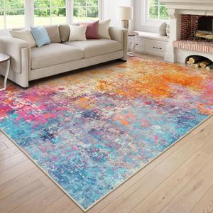 Lahome Modern Abstract Area Rugs 9x12 Living Room Rug Non Slip, Washable Colorful 9x12 Area Rug for Bedroom Girls Nursery, Soft Large Accent Carpet for Dining Room Table Office Home Decor (Galaxy)