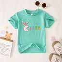 Ritatte Easter Shirt for Girls Toddlers Cute Bunny Eating Peeps Graphic Outfit Kids Funny Rabbit T-Shirt Short Sleeve Tee Top