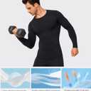 TAILONG Long Sleeve Compression Shirts for Men - Athletic Base Layer Workout Shirt Crew Neck Undershirt (Black, M)