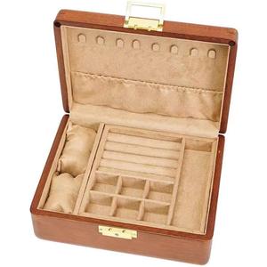 Bescott 2 Layer Solid Wooden Jewelry Box with Lock and Key for Women Men Vintage Velvet Wood Jewelry Organizer Storage for Earrings Rings Necklaces Bracelet Watch Mothers Day Gift