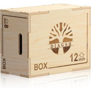 Plyo Box - 3-in-1 Wood Plyometric Jump Platform (16"x12"x8") for Home Gym Training - Ideal for Jumps, Squats & Conditioning - 2 Piece