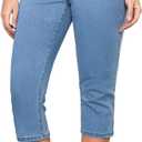 GRAPENT Capris Jeans for Women High Waisted Trendy Pull On Elastic Waist Split Hem Skinny Stretchy Denim Capri Pants (Large, Breezy Blue)