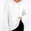 Dokotoo Womens Hoodies Casual Waffle Knit Long Sleeve Drawstring Pullover Sweatshirts Lightweight Hooded Tops (White), 2XL