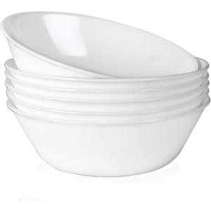 DELLING 1.3 Qt / 43 Oz Serving Bowls Set for Pasta, Salad and More - 6 Pack White Dishes