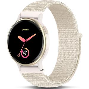 Hook and Loop Nylon Watchband Compatible with Garmin Vivoactive 5/6/3,20mm Soft Elastic Lightweiht Sport Adjustable Replacement Strap for Garmin Forerunner 165/55/245/Venu Sq 2 Women Men