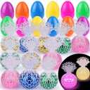 Easter Egg Hunt Fillers 24 Pack Easter LED Puffy Eggs Toys - Flashing Spiky Balls, Classroom Prizes, Easter Basket Stuffers, Party Favors For Kids Easter Egg Teen Stuffers