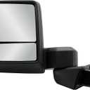 Driver Left Side Door Towing Mirror Power Heated and BLIS Glass Puddle and Signal Light Backup Light Chrome Back Strip Manual Folding and Telescope for 19-25 Chevrolet Silverado 1500