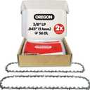 Oregon 2-Pack Chainsaw Chain 3/8" LP Pitch, .043" (1.1 mm) Gauge for 16" (40cm) Bar, 56 Drive Links  Low-kickback Replacement Saw Chain, Fits Greenworks, Makita, EGO, DeWalt, Craftsman and more