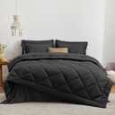 Love's cabin King Size Comforter Set Black, 7 Pieces King Bed in a Bag, All Season Bedding Sets with 1 Comforter, 1 Flat Sheet, 1 Fitted Sheet, 2 Pillowcase and 2 Pillow Sham | Soft, Breathable, Lightweight, Comfortable