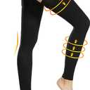 Ailaka Medical Compression Stockings for Women Men, Thigh High Footless 20-30mmHg Graduated Compression Socks with Silicone Band for Varicose Veins, Edema, Post-Surgery, 4X-Large (1 Pair), Black