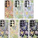 MOSNOVO Case for Samsung Galaxy S24 Ultra, [Buffertech 6.6ft Military-Grade Drop Protection] [Anti Peel Off Tech] Clear TPU Bumper Phone Case Cover Design - Linear Blooms