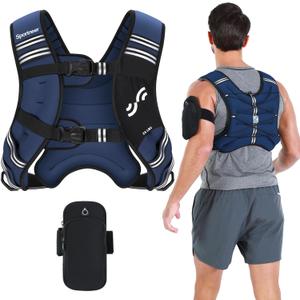Weighted Vest for Men and Women: Sportneer 20lbs Weight Vest with Reflective Stripe Running Vest with Pocket for Workout Strength Training Fitness Muscle Building Weight Loss Weightlifting Blue