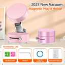 Muyuguit Foldable Vacuum Magnetic Suction Phone Holder, Multifunctional Vacuum Suction Phone Holder, Retractable Magnetic Car Holder for Home, Car Interior, Mobile Phone Stand, Smooth Glass (Pink)