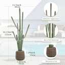 44” Artificial Cactus Plant with Brown Decorative Planter, Realistic Faux Cactus Plants Indoor, Tropical Artificial Cacti Floor Plant for Table Living Room Office Porch Home & Outdoor Decor