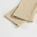 Artfish Women's Round Neck Long Sleeve Knit Ribbed Fitted Crop Top Casual Basic Shirts (Beige Tan Khaki)