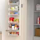 VyGrow 12.3" W Narrow Over the Door Pantry Organizer, 6-Tier Over the Door Organizer with Adjustable Basket, Pantry Door Organization for Pantry Kitchen Storage Room Spice Rack, White