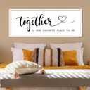 YWJKWLGS Together Is My Favorite Place to Be Sign Master Bedroom Wall Decor Above Bed 40x15 Inch Love Quotes Wall Art Large Rustic Modern Wood Framed for Couplesn (White)