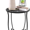 Fashion&cool Side Tables for Small Space, Metal Outdoor Indoor Round Side Table, Small End Table Pool Chair Side Table for Patio Yard Porch Balcony Garden Bedside Plant Stand