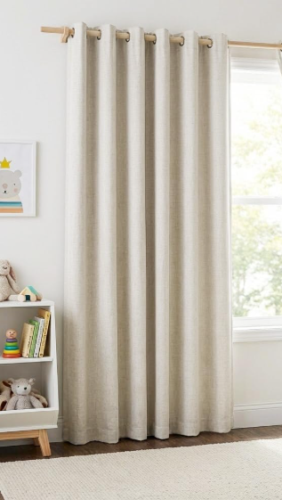 NICETOWN Natural 100% Blackout Linen Curtains 84 inch Long Burg for Living Room, 1 Panels, 52" Wide, Farmhouse Thick Completely Blackout Window Treatment Thermal Insulated Warm Drapes for Winter