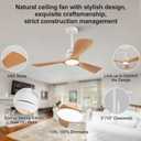 42 Inch Ceiling Fans with Lights and Remote, Dimmable LED Light, Quiet DC Motor, Modern Ceiling Fan with Light for Outdoor Indoor Bedroom Living Room Patios Farmhouse(Not Solid Wood)