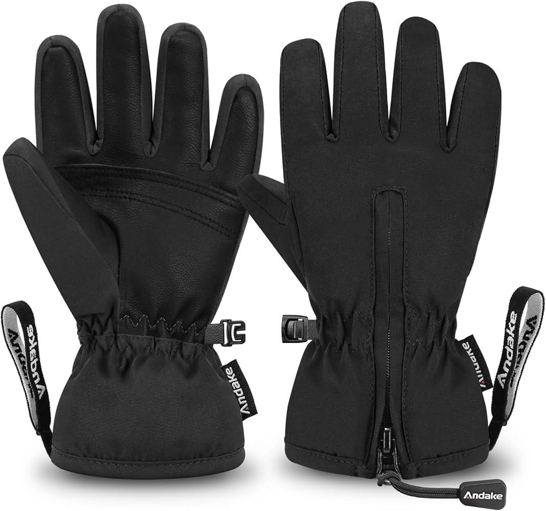 Andake Waterproof &Breathable Kids Snow Gloves, Toddler Winter Warm Ski Gloves for 2-4Y Boys Girls