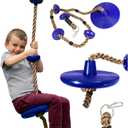 Squirrel Products Climbing Rope with Disc Swing - Active Outdoor Playset Equipment - Blue