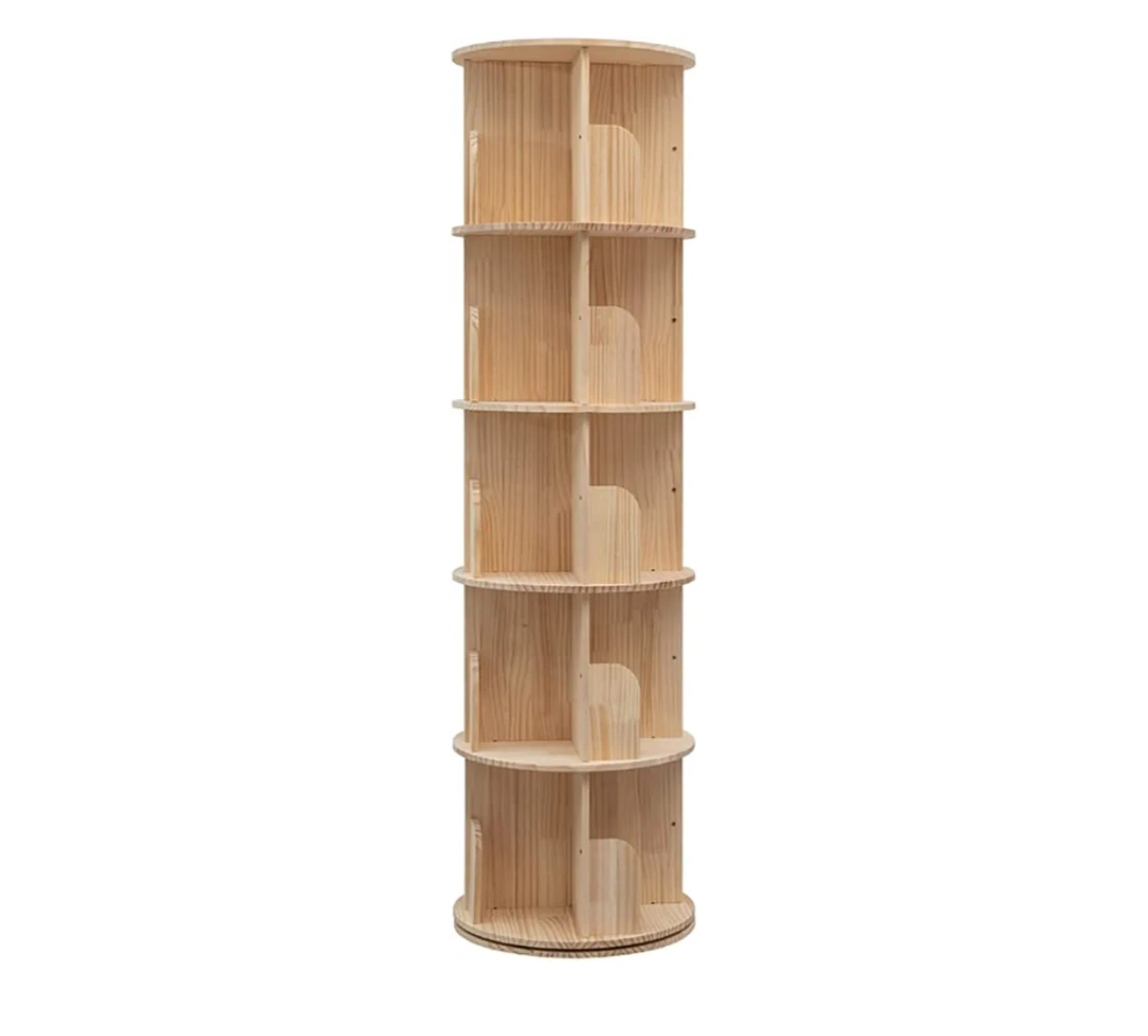 Rotating Bookshelf, 360 Display 5 Tier Floor Standing Bookcase Storage Rack for Kids&Adult, Wood Narrow Book Shelf Organizer for Bedroom, Living Room, Study Room