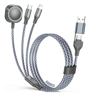 Multi Charging Cable for Apple Watch Charger 4FT, iPhone Charger USB A/C Multi Fast 3 in 1 Charging Cable for iWatch Ultra/SE/10-1 & iPhone16-5/Pro/Plus/iPad/iPod/Airpod