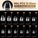 UNA GELLA Extra Short Almond Nail Tips Full Cover 504PCS Gel Nail Tips Short Almond Shaped Nails Tips Soft Gelly Gel Clear Fake Nails Tip for Acrylic Nail Tip Soak Off Home DIY Salon Nails 12 Sizes