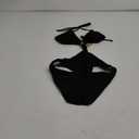 OYOANGLE Women's Chain Linked Cut Out Halter One Piece Swimsuit Tummy Control Bathing Suit (Medium, Black)