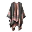 Colornival Shawl Wraps for Women, Elegant Knitted Cape Open Front Soft Poncho Scarf Blanket Cardigan Coat for Spring, Autumn and Winter (Pink Gray)