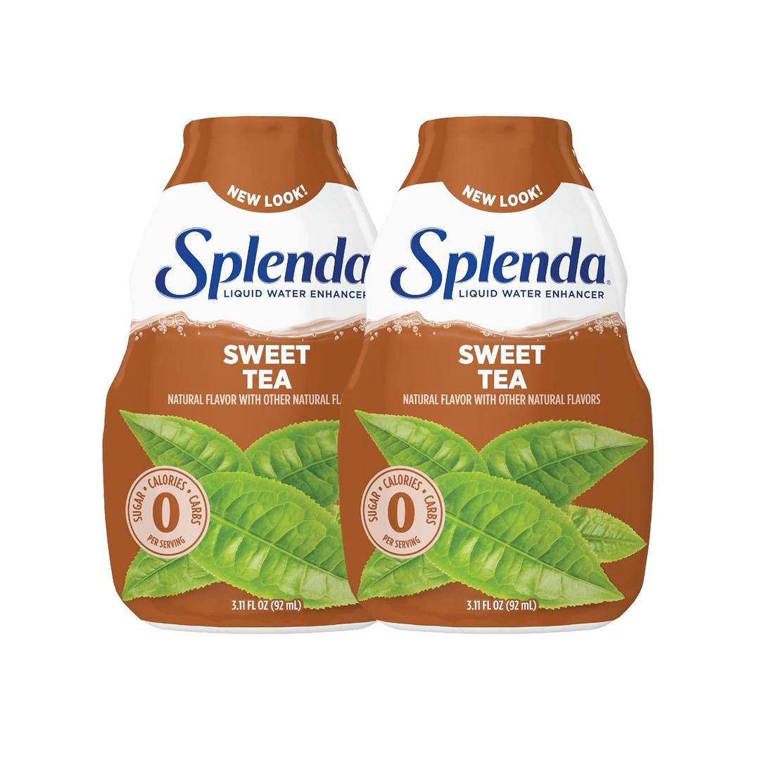 SPLENDA Liquid Water Enhancer Drops, Sugar Free, Zero Calorie, Natural Flavor, Concentrated Drink Mix, 3.11 Fl Oz Each Bottle (Sweet Tea, 2 Pack) (EXP 06/18/26)