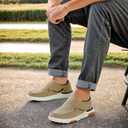 OrthoComfoot Men's Orthopedic Slip-On Loafers Walking Shoes: Comfortable Arch Support Plantar Fasciitis Hook and Loop Shoes, Casual Orthotic Work Loafers for Foot and Heel Pain (11, W3-khaki)