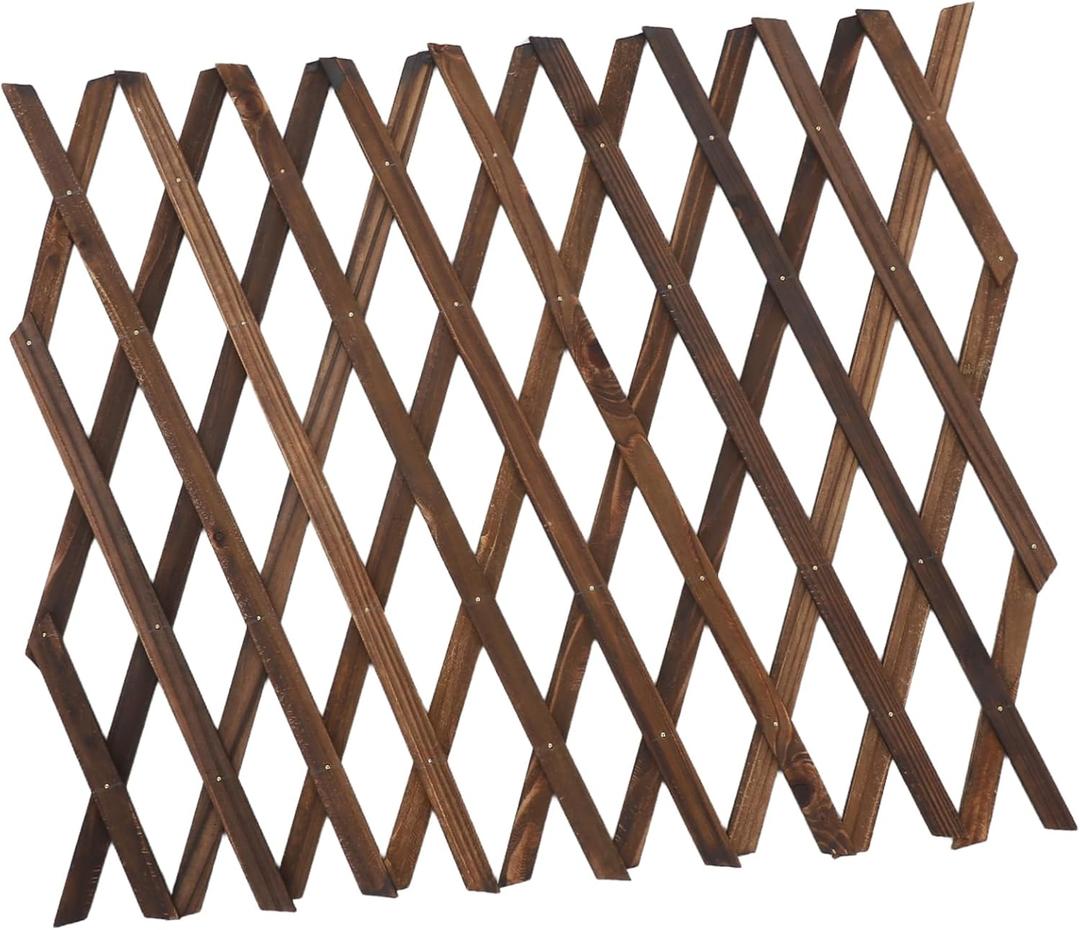 Expandable Cedar Wooden Garden Trellis Climbing Plant Support for Outdoor Spaces Rustic Patio Privacy Screen Natural Decor for Balconies and Gardens