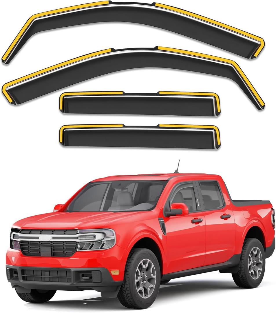 in-Channel Window Rain Guards Fit for Ford Maverick 2022 2023 2024 2025 2026 Truck,Extra Durable Window Visors Window Deflectors Vent Visors Vent Shades Car Accessories-4 pcs