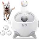 uahpet Automatic Ball Launcher for Dogs with Obstacle Detection, 20ft-80ft Adjustable Distances Ball Thrower Launcher for Medium & Large Dogs, with 4 Balls (2.5 inches)