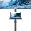 BONTEC Mobile TV Stand for 23-60 Inch TVs, Rolling TV Stand with Locking Wheels, Adjustable Height, Media Shelf, Max VESA 400x400mm, Holds Up To 88 Lbs (Black)