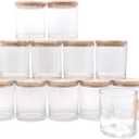 SHOWIN 14 OZ Thick Candle Jars for Making Candles 12 Pcs, 3 Wick Empty Jars with Wood Lids for Candle Making, Sample Container,Clear