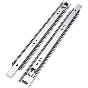 15" 3 Fold Side Mount Full Extension Ball Bearing Drawer Slides Silver Tone 2 Pcs